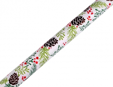 Geschenkpapier Weihnachtsmotive Zapfen weiss/braun/grün/rot 70cmx2m